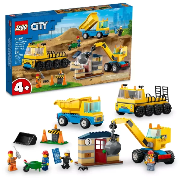 LEGO City Construction Trucks and Wrecking Ball Crane Building Toy Set 60391