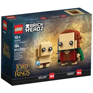 Collectible LEGO® BrickHeadz™ Frodo™ & Gollum™ building set (40630) – Features a full-size LEGO BrickHeadz Frodo figure with a sword and ring element and a smaller model of Gollum with a fish element Gift idea for ages 10 and up – This 184-piece construction set makes a fun gift for The Lord of the Rings™ fans, LEGO® builders and LEGO BrickHeadz™ collectors Build and display – Frodo™ stands over 3 in. (8 cm) tall and Gollum™ stands over 1.5 in. (5 cm) tall. Each model comes with a baseplate for display